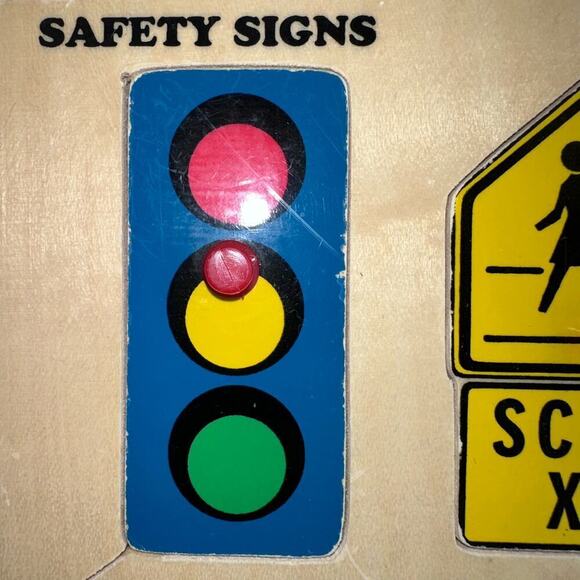 Vintage 1996 Small World Toys Safety Signs Wooden Puzzle Educational Tot #2541 - Picture 5 of 9